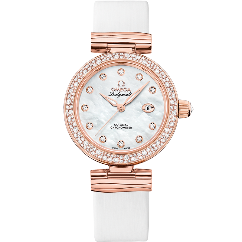 Omega LadyMatic Co-Axial 34 Sedna Gold / Diamond / MOP — Ref. 425.67.34.20.55.008