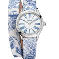 Omega Mini Tr̩sor Quartz 26 Stainless Steel - Diamond / White - Blue / Toile de Jouy - Double Tour — Ref. 428.17.26.60.04.001