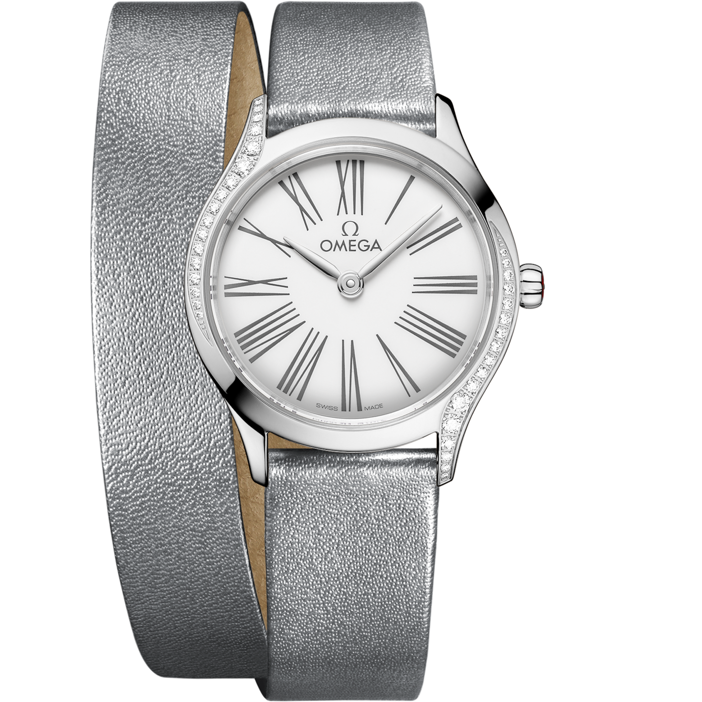 Omega Mini Tr̩sor Quartz 26 Stainless Steel - Diamond / White Enamel / Double Tour — Ref. 428.17.26.60.04.006