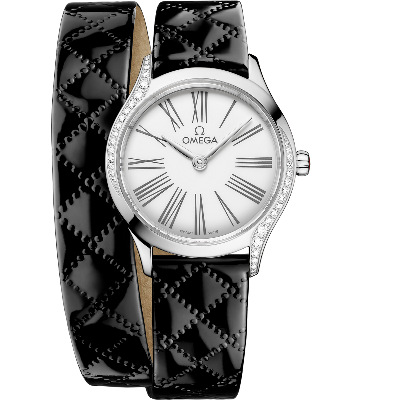 Omega Mini Tr̩sor Quartz 26 Stainless Steel - Diamond / White Enamel / Double Tour — Ref. 428.17.26.60.04.007