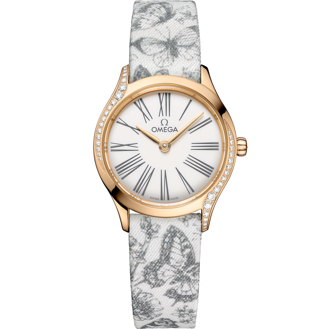Omega Mini Tr̩sor Quartz 26 Moonshine Gold - Diamond / White - Grey / Toile de Jouy — Ref. 428.57.26.60.04.002