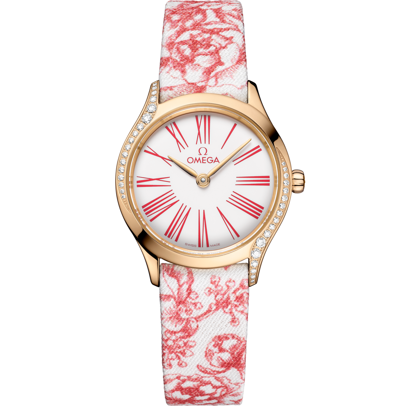 Omega Mini Tr̩sor Quartz 26 Moonshine Gold - Diamond / White - Rose / Toile de Jouy — Ref. 428.57.26.60.04.003