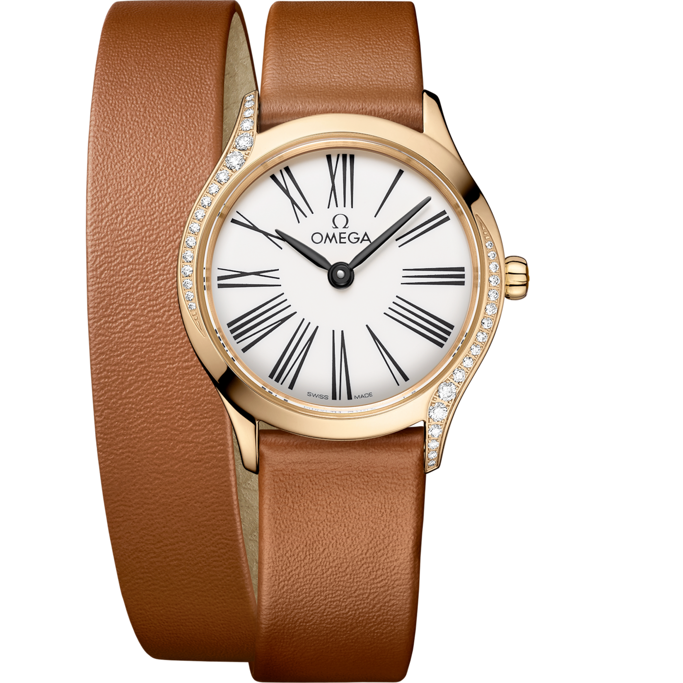 Omega Mini Tr̩sor Quartz 26 Moonshine Gold - Diamond / White Enamel / Double Tour — Ref. 428.57.26.60.04.005