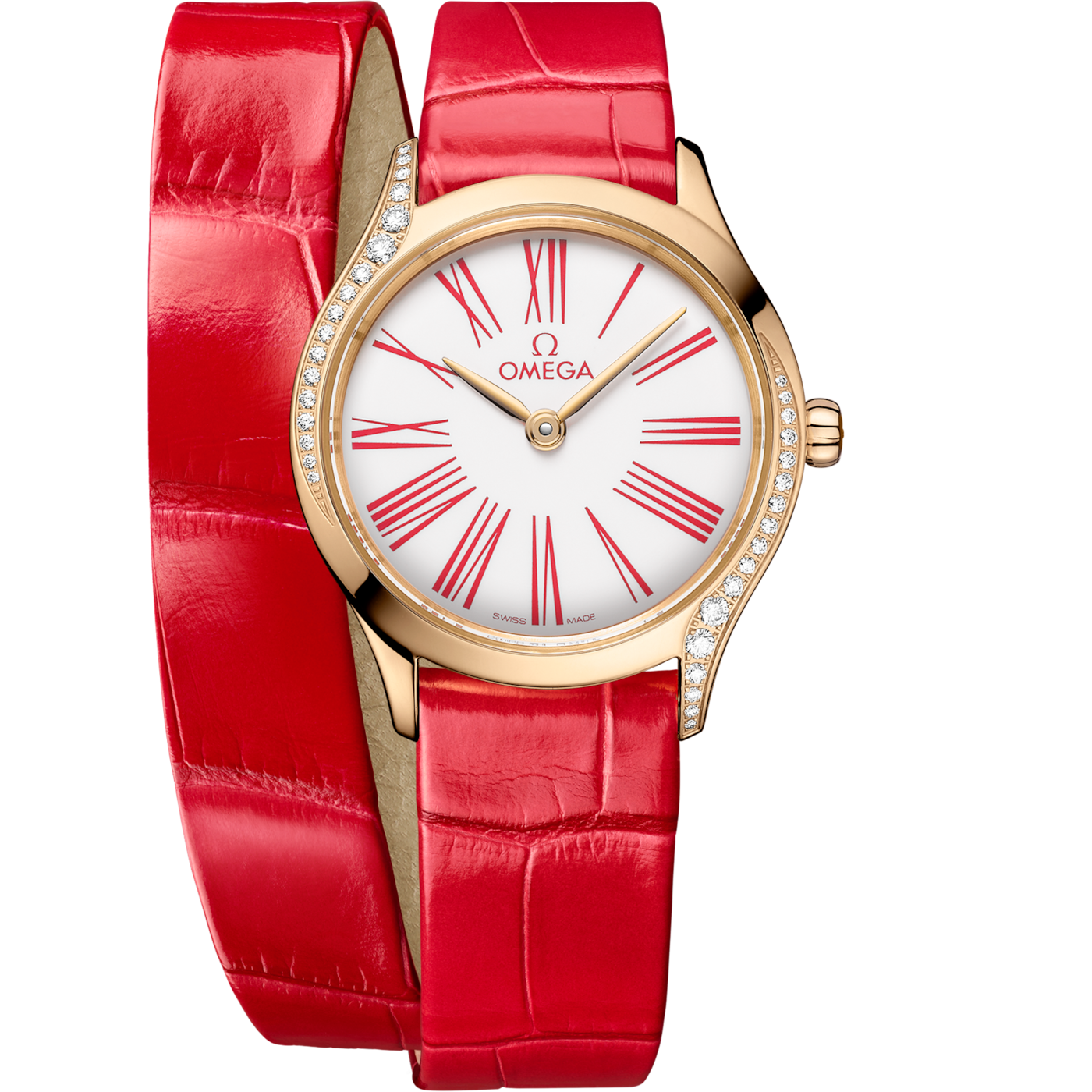 Omega Mini Tr̩sor Quartz 26 Moonshine Gold - Diamond / White Enamel / Double Tour — Ref. 428.58.26.60.04.003