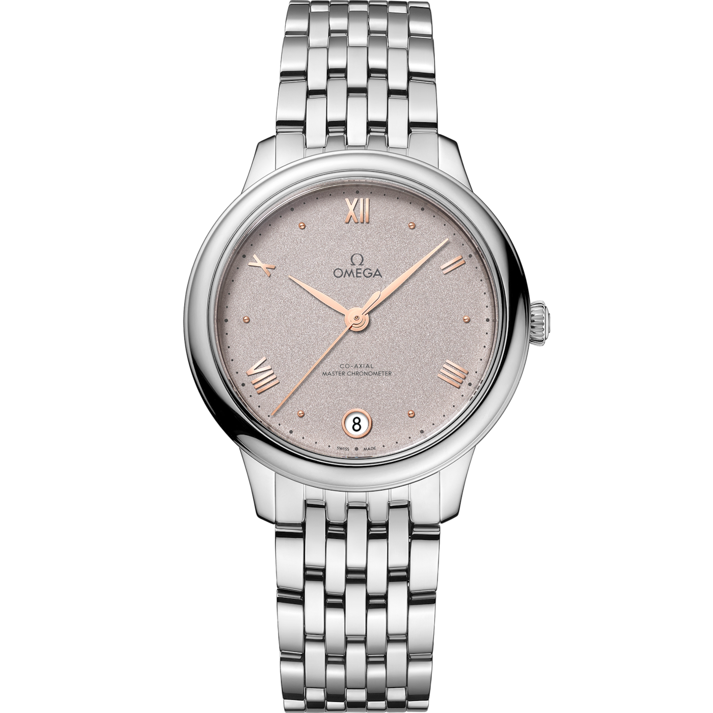Omega De Ville Master Chronometer 34 Stainless Steel / Rose - Grey / Bracelet — Ref. 434.10.34.20.02.002