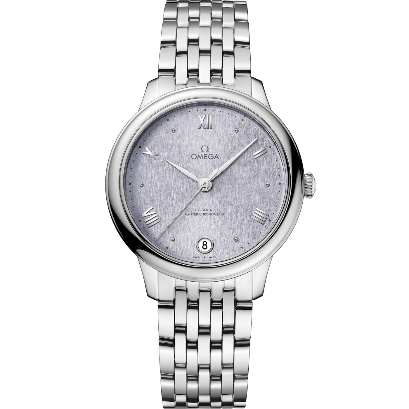 Omega De Ville Master Chronometer 34 Stainless Steel / Lavender / Bracelet — Ref. 434.10.34.20.03.001