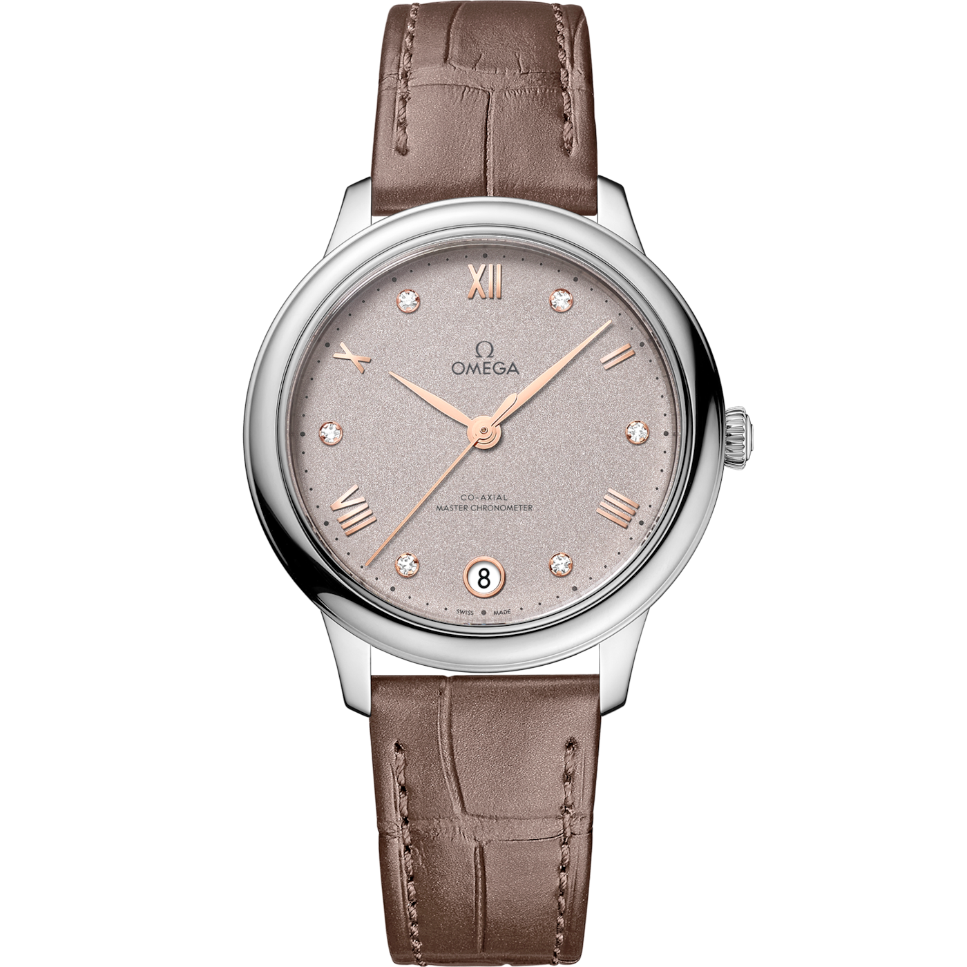 Omega De Ville Master Chronometer 34 Stainless Steel / Rose - Grey - Diamond — Ref. 434.13.34.20.52.002