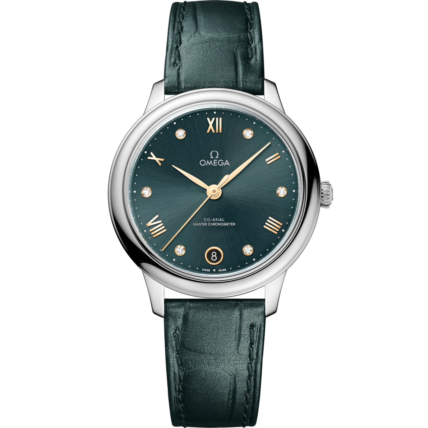 Omega De Ville Master Chronometer 34 Stainless Steel / Turquoise - Diamond — Ref. 434.13.34.20.60.001