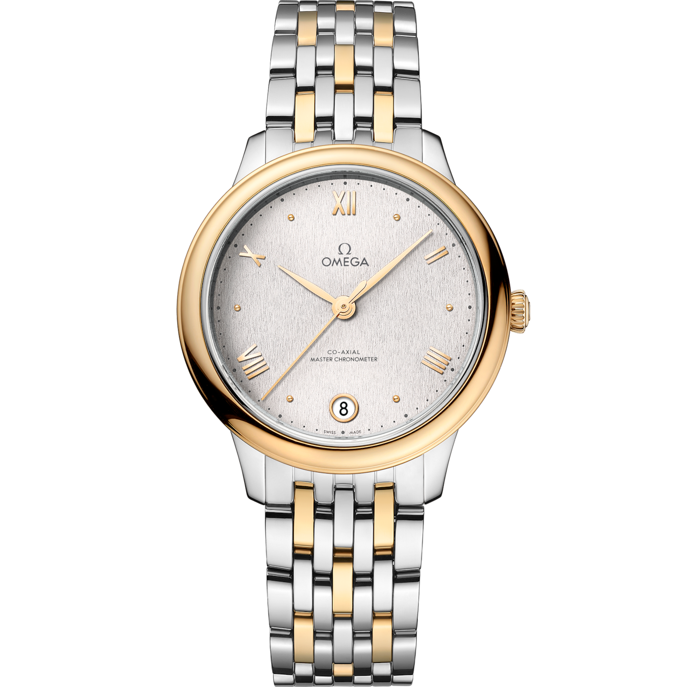 Omega De Ville Master Chronometer 34 Stainless Steel - Yellow Gold / Silver / Bracelet — Ref. 434.20.34.20.02.002