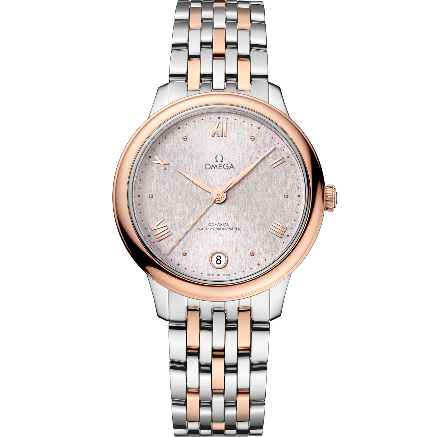 Omega De Ville Master Chronometer 34 Stainless Steel - Sedna Gold / Rose / Bracelet — Ref. 434.20.34.20.02.003