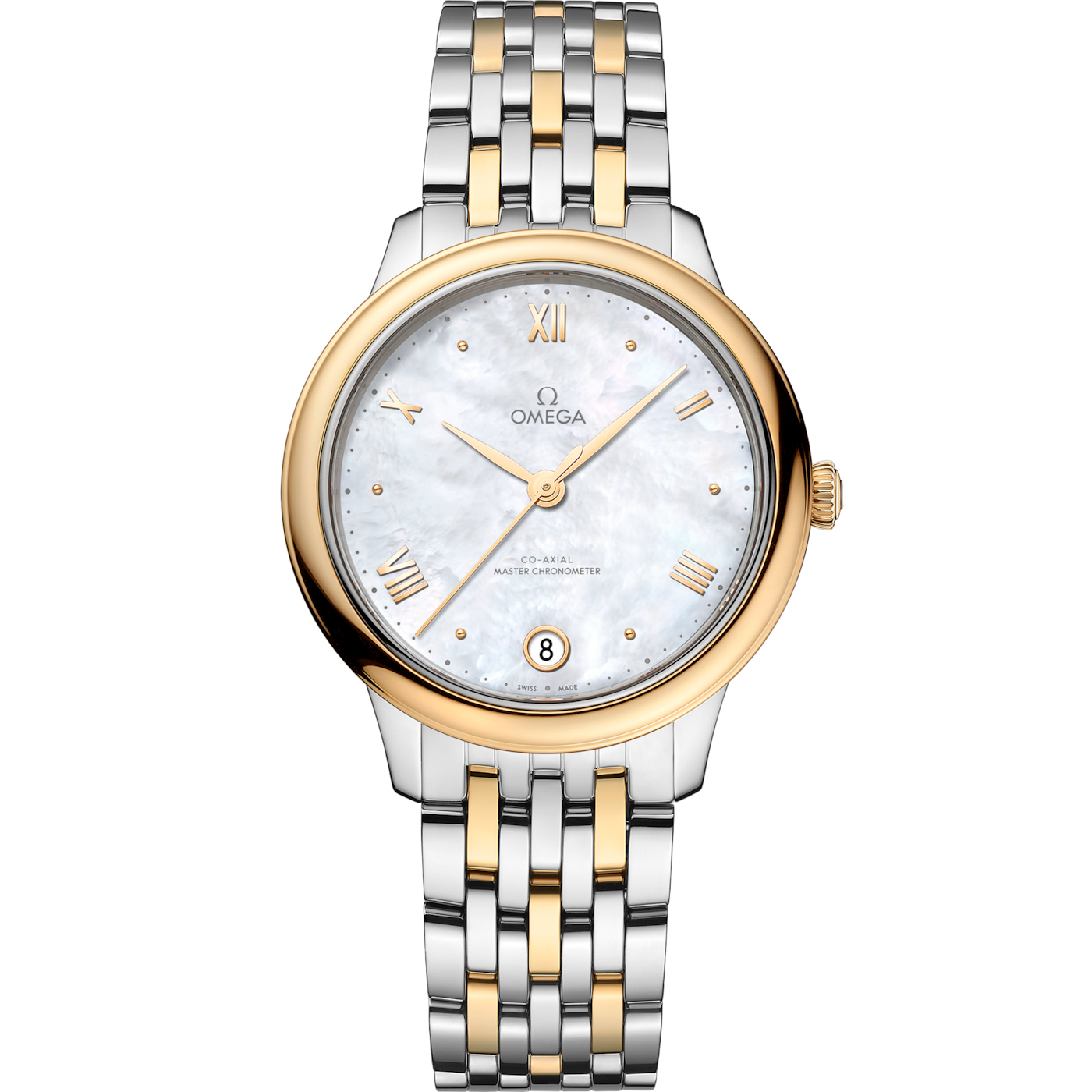 Omega De Ville Master Chronometer 34 Stainless Steel - Yellow Gold / MOP / Bracelet — Ref. 434.20.34.20.05.002