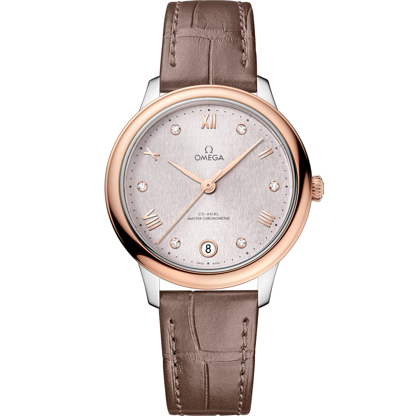 Omega De Ville Master Chronometer 34 Stainless Steel - Sedna Gold / Rose - Diamond — Ref. 434.23.34.20.52.003