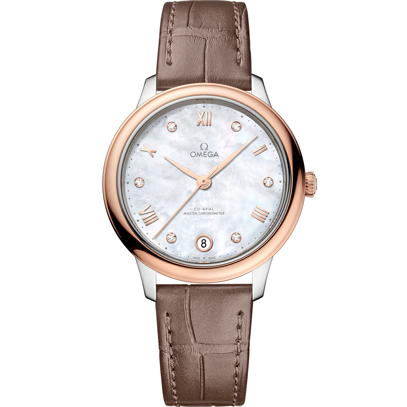 Omega De Ville Master Chronometer 34 Stainless Steel - Sedna Gold / MOP - Diamond — Ref. 434.23.34.20.55.001