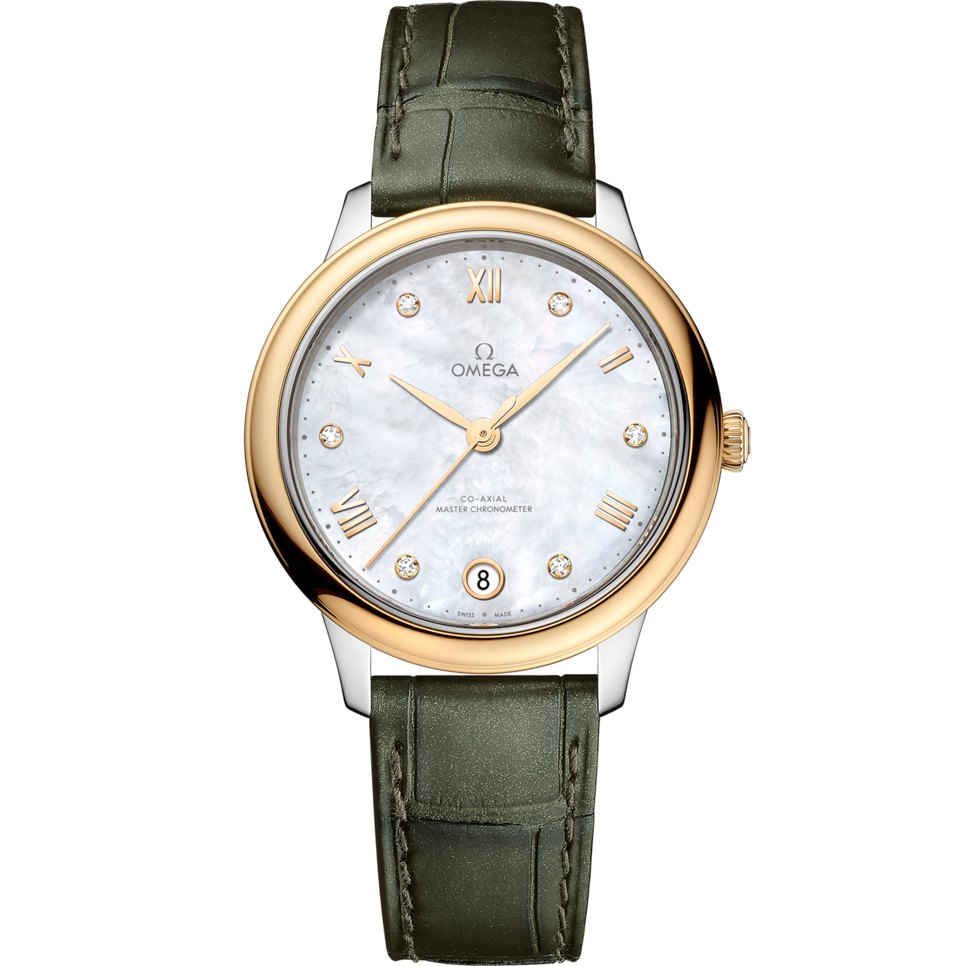 Omega De Ville Master Chronometer 34 Stainless Steel - Yellow Gold / MOP - Diamond — Ref. 434.23.34.20.55.002