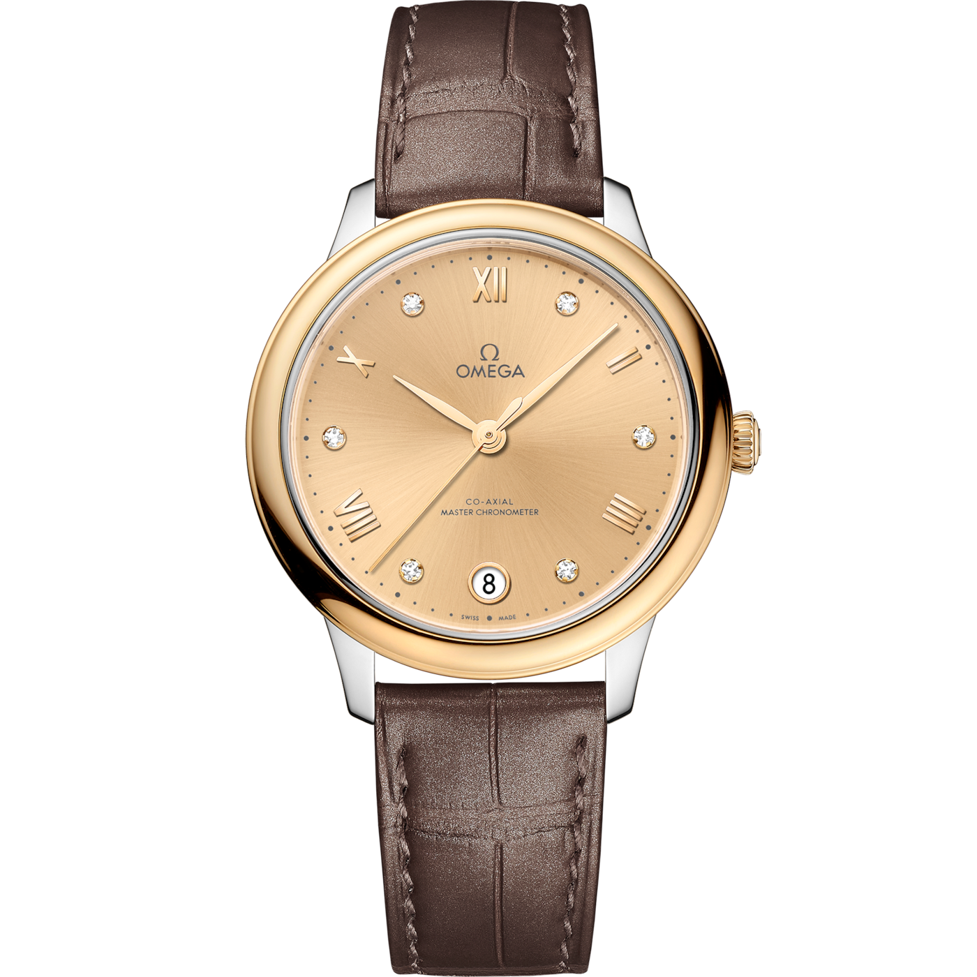 Omega De Ville Master Chronometer 34 Stainless Steel - Yellow Gold / Champagne - Diamond — Ref. 434.23.34.20.58.001