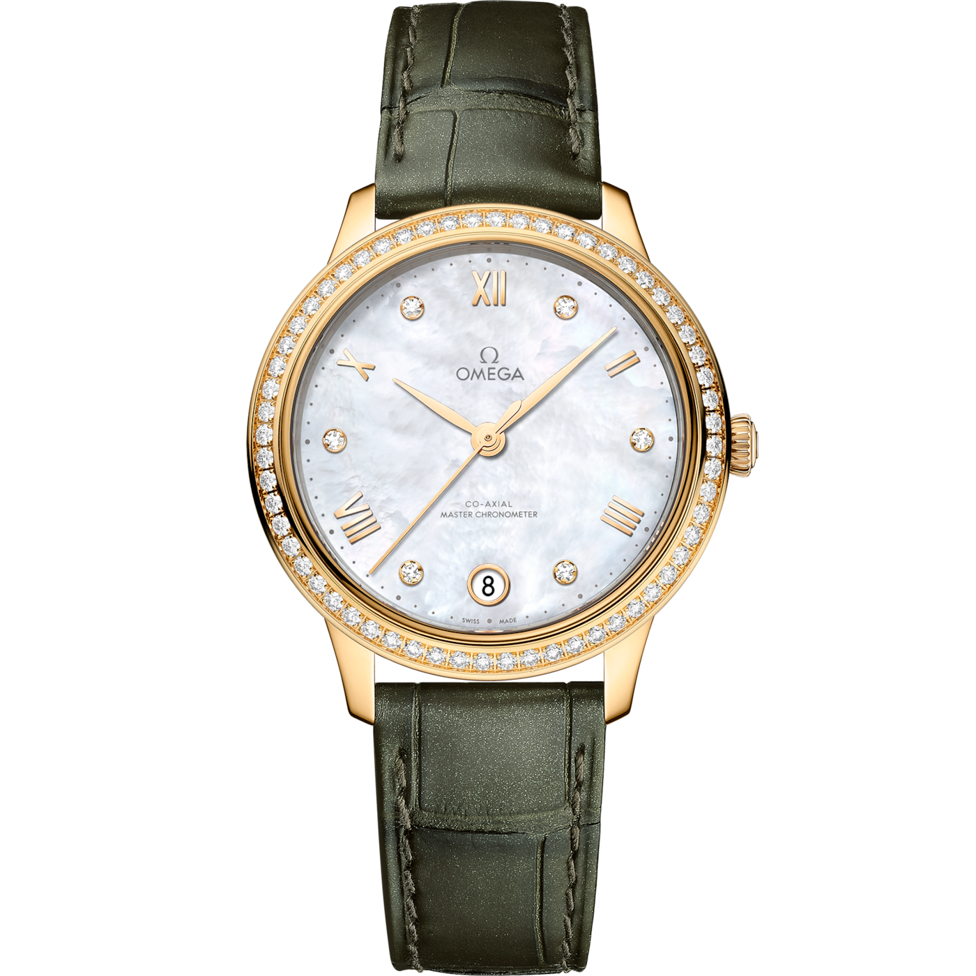 Omega De Ville Master Chronometer 34 Yellow Gold - Diamond / MOP - Diamond — Ref. 434.58.34.20.55.002