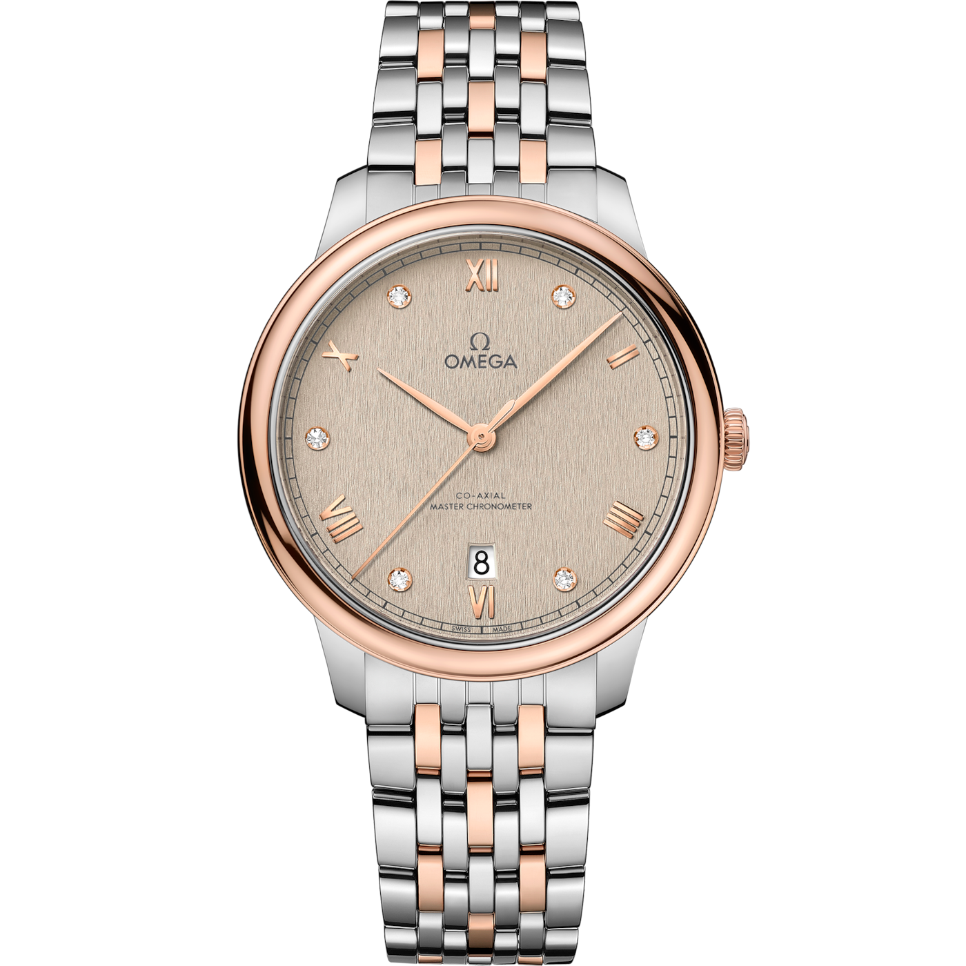 Omega De Ville Master Chronometer Stainless Steel - Sedna Gold / Beige - Diamond / Bracelet — Ref. 434.20.40.20.59.001