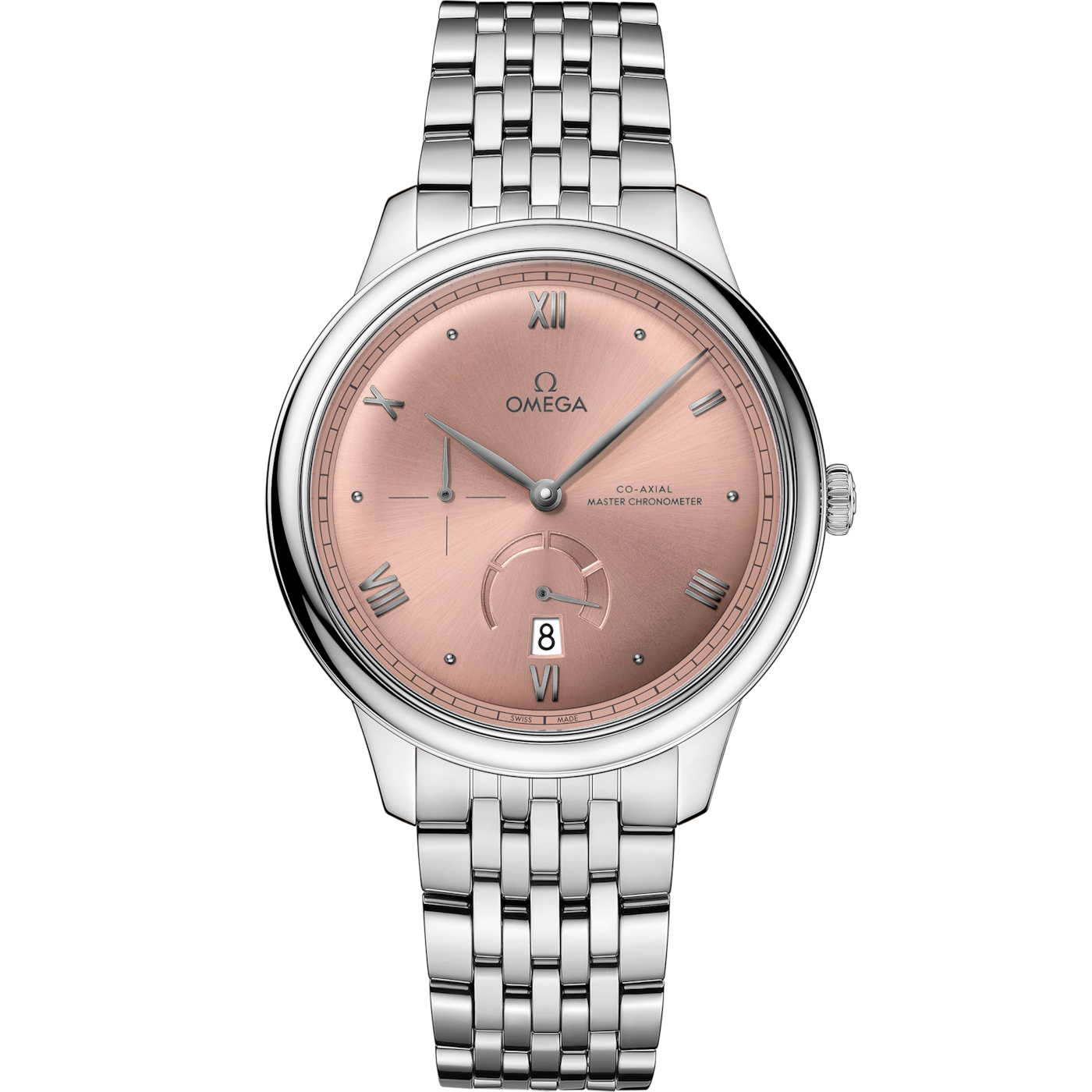 Omega De Ville Power Reserve Master Chronometer Stainless Steel / Salmon / Bracelet — Ref. 434.10.41.21.10.001