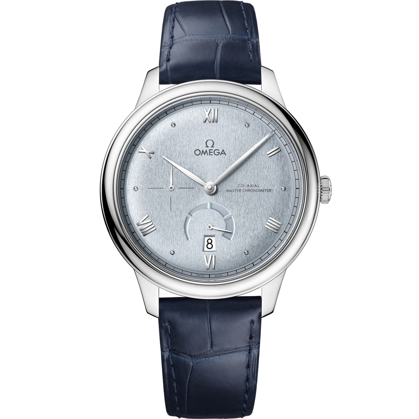Omega De Ville Power Reserve Master Chronometer Stainless Steel / Ice Blue — Ref. 434.13.41.21.03.001