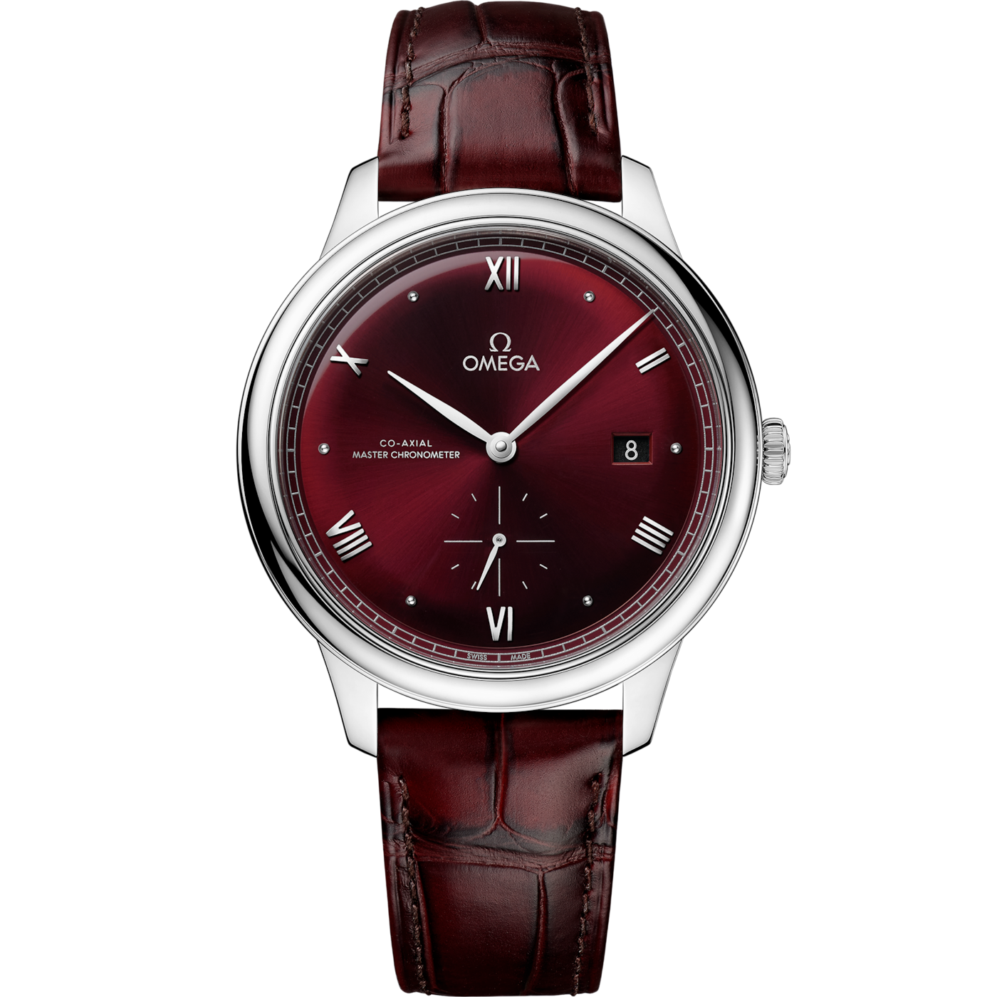 Omega De Ville Small Seconds Master Chronometer Stainless Steel / Burgundy — Ref. 434.13.41.20.11.001