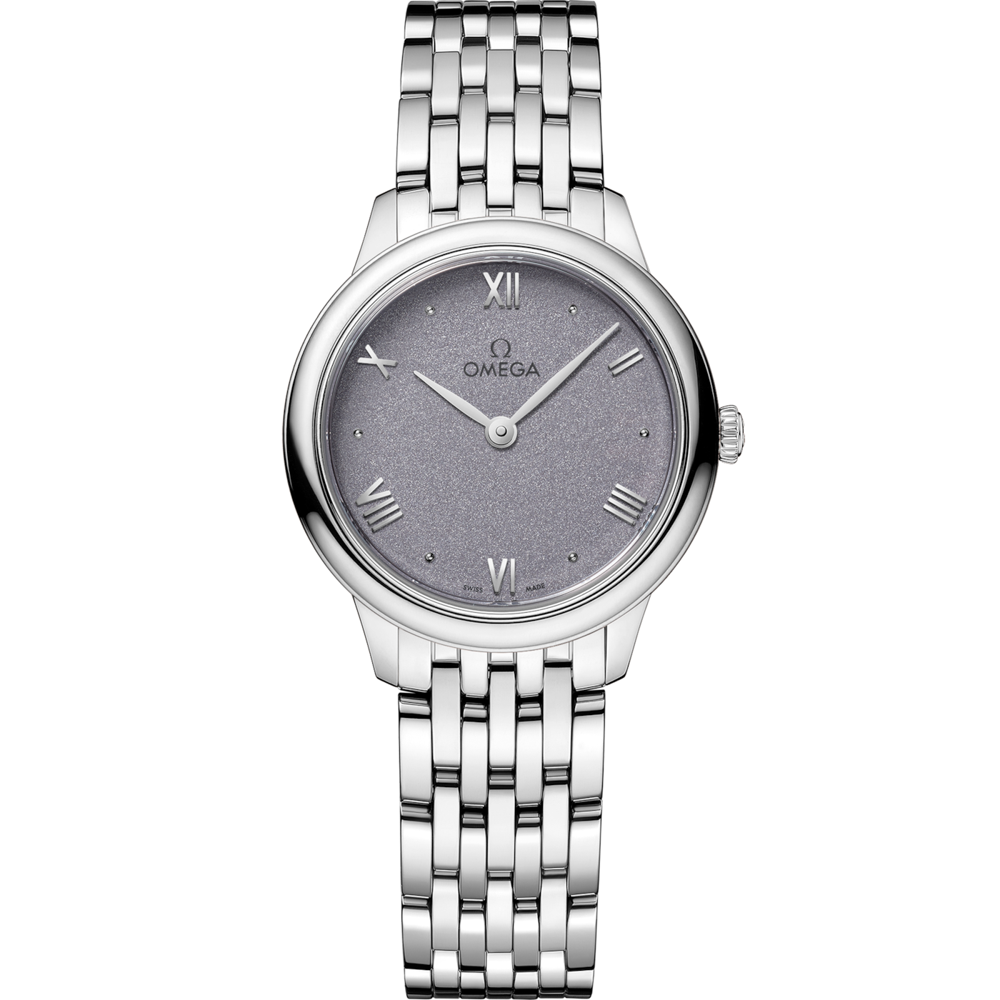Omega De Ville Quartz 27.5 Stainless Steel / Lavender / Bracelet — Ref. 434.10.28.60.03.001