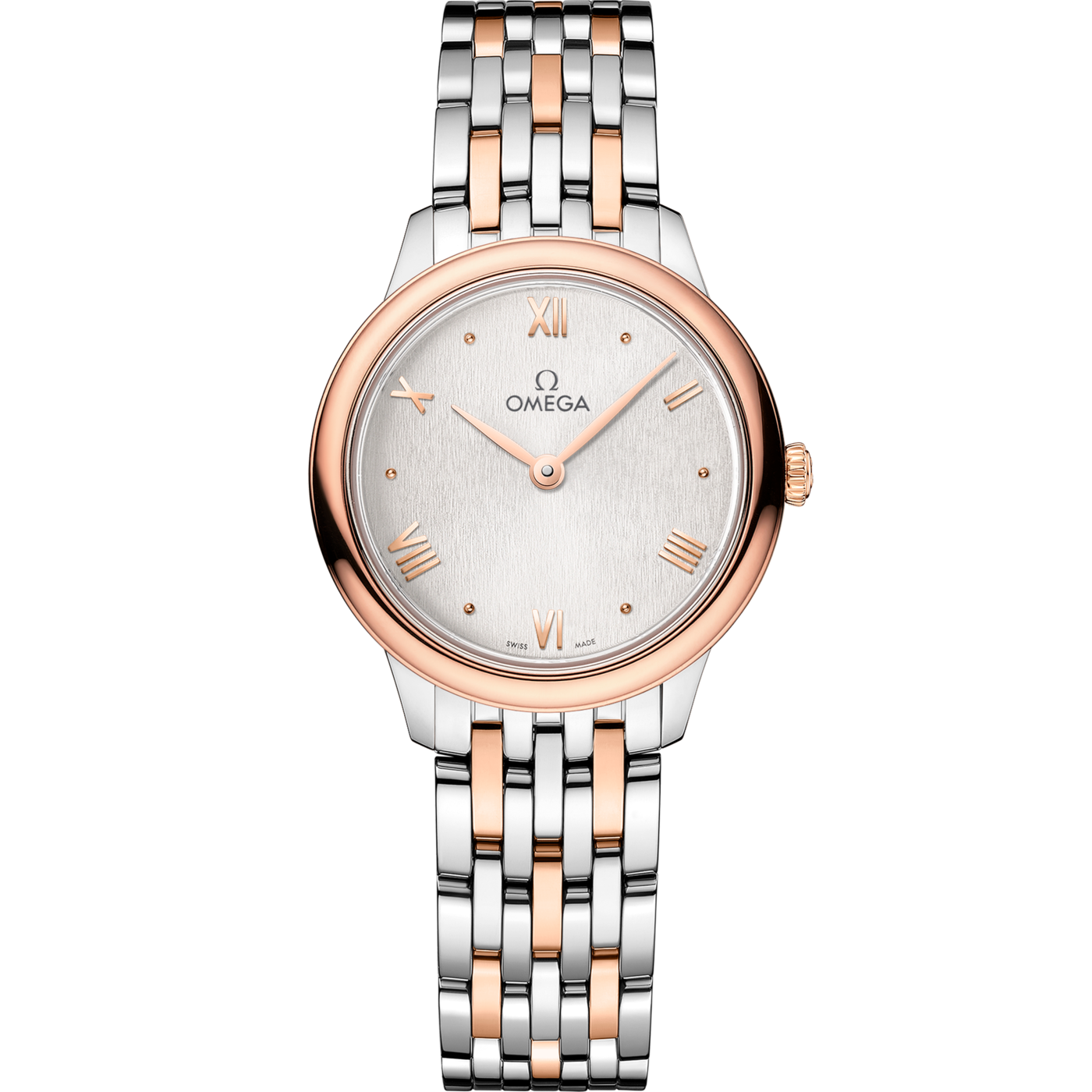 Omega De Ville Quartz 27.5 Stainless Steel - Sedna Gold / Silver / Bracelet — Ref. 434.20.28.60.02.001