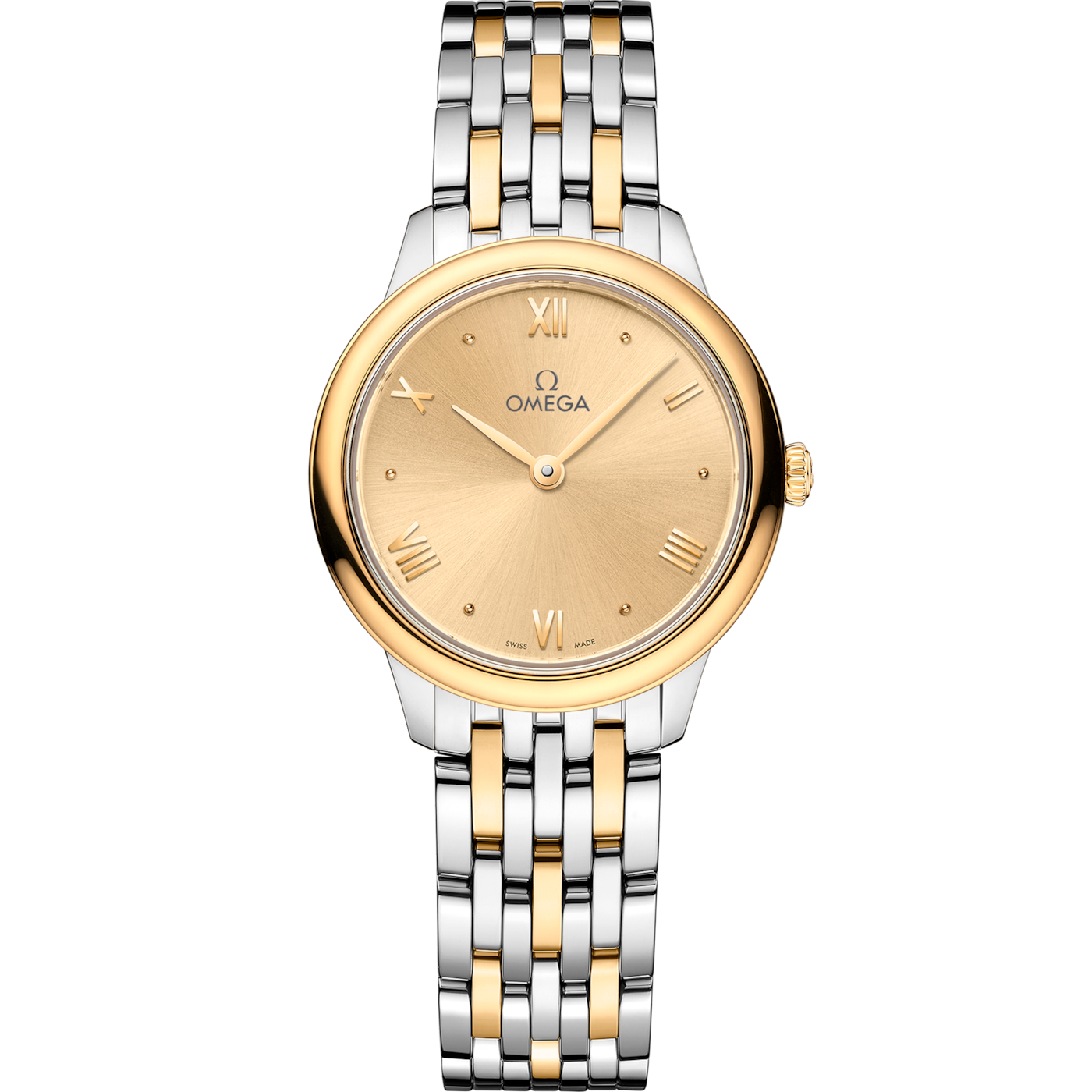 Omega De Ville Quartz 27.5 Stainless Steel - Yellow Gold / Champagne / Bracelet — Ref. 434.20.28.60.08.001