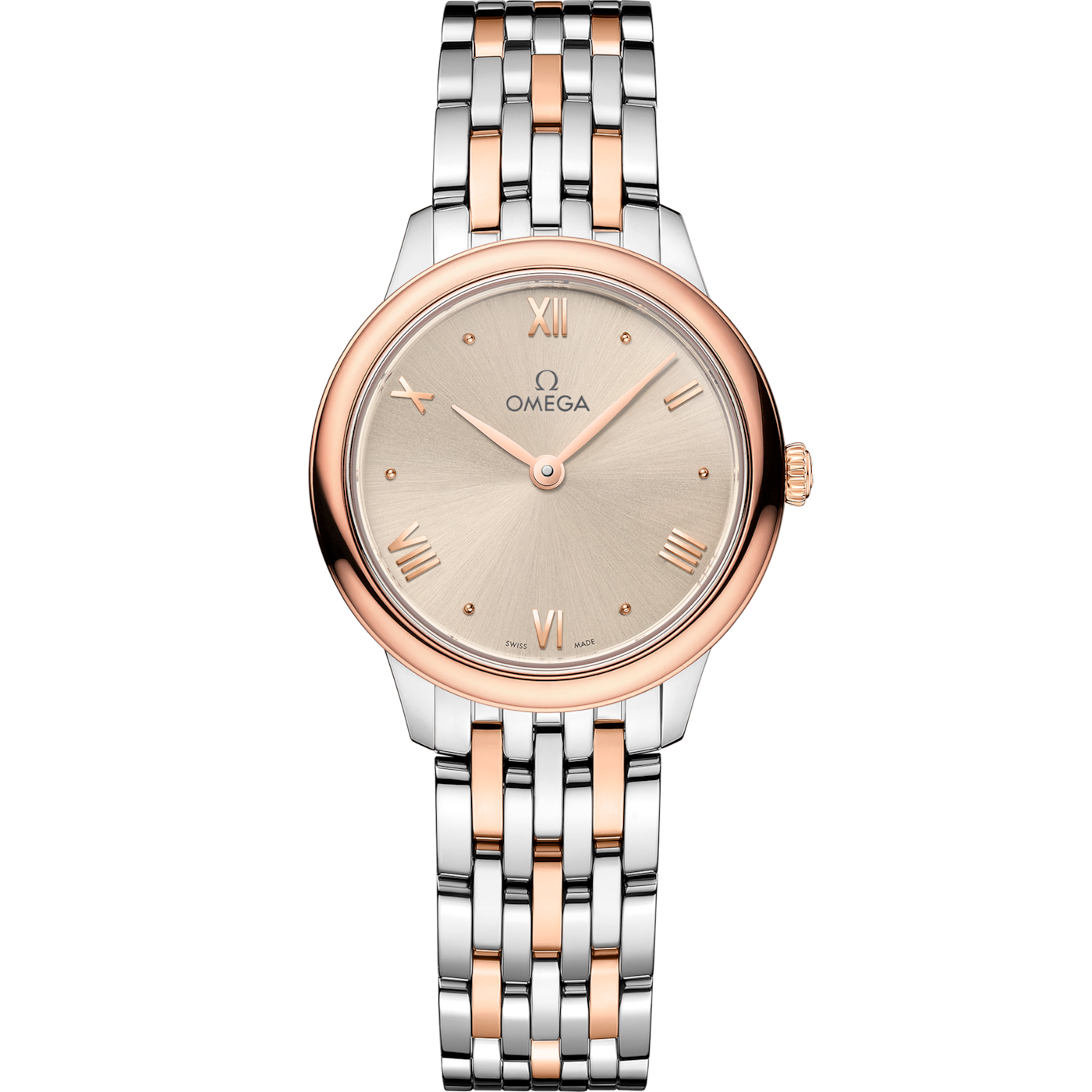 Omega De Ville Quartz 27.5 Stainless Steel - Sedna Gold / Beige / Bracelet — Ref. 434.20.28.60.09.001