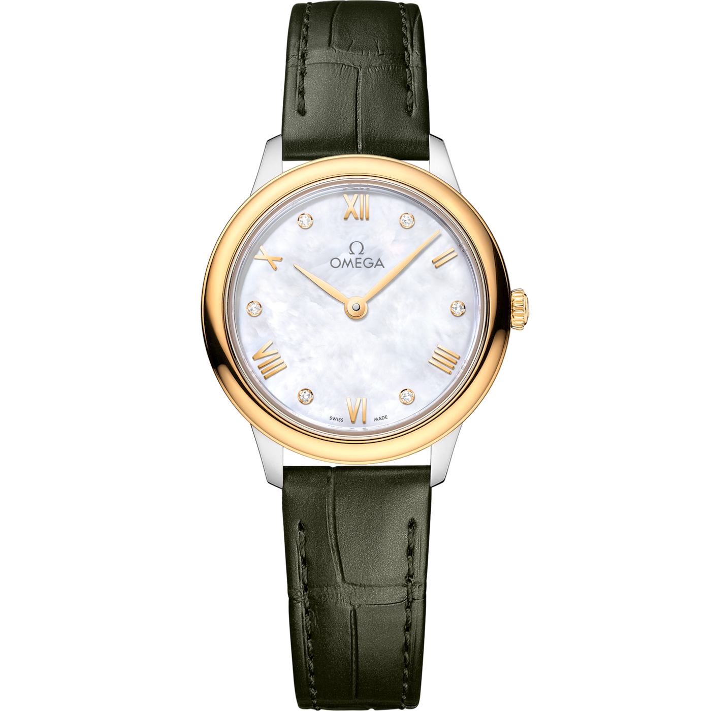Omega De Ville Quartz 27.5 Stainless Steel - Yellow Gold / MOP - Diamond — Ref. 434.23.28.60.55.001