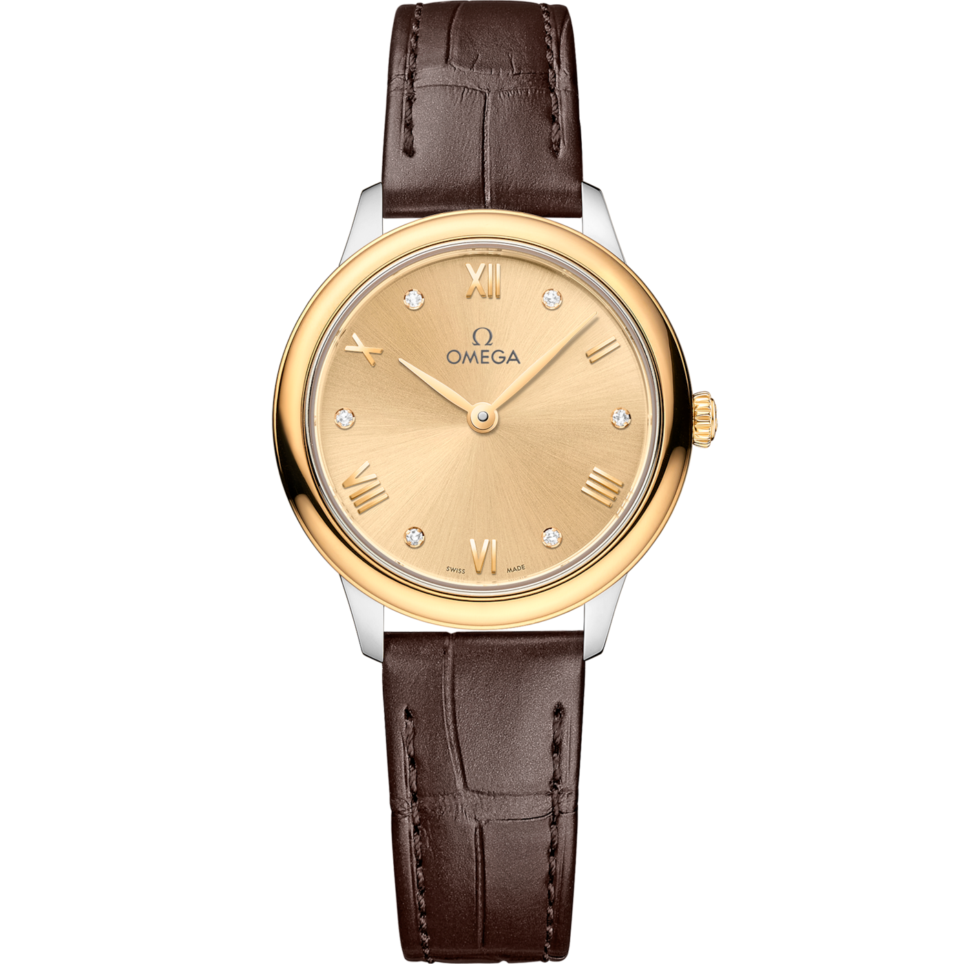 Omega De Ville Quartz 27.5 Stainless Steel - Yellow Gold / Champagne - Diamond — Ref. 434.23.28.60.58.001