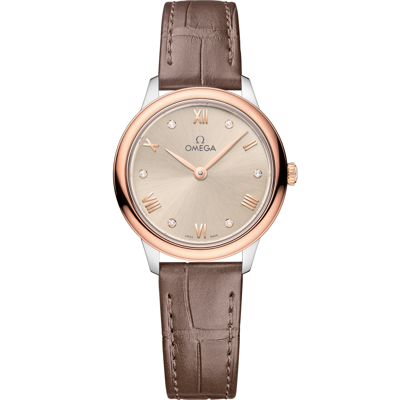 Omega De Ville Quartz 27.5 Stainless Steel - Sedna Gold / Beige - Diamond — Ref. 434.23.28.60.59.001