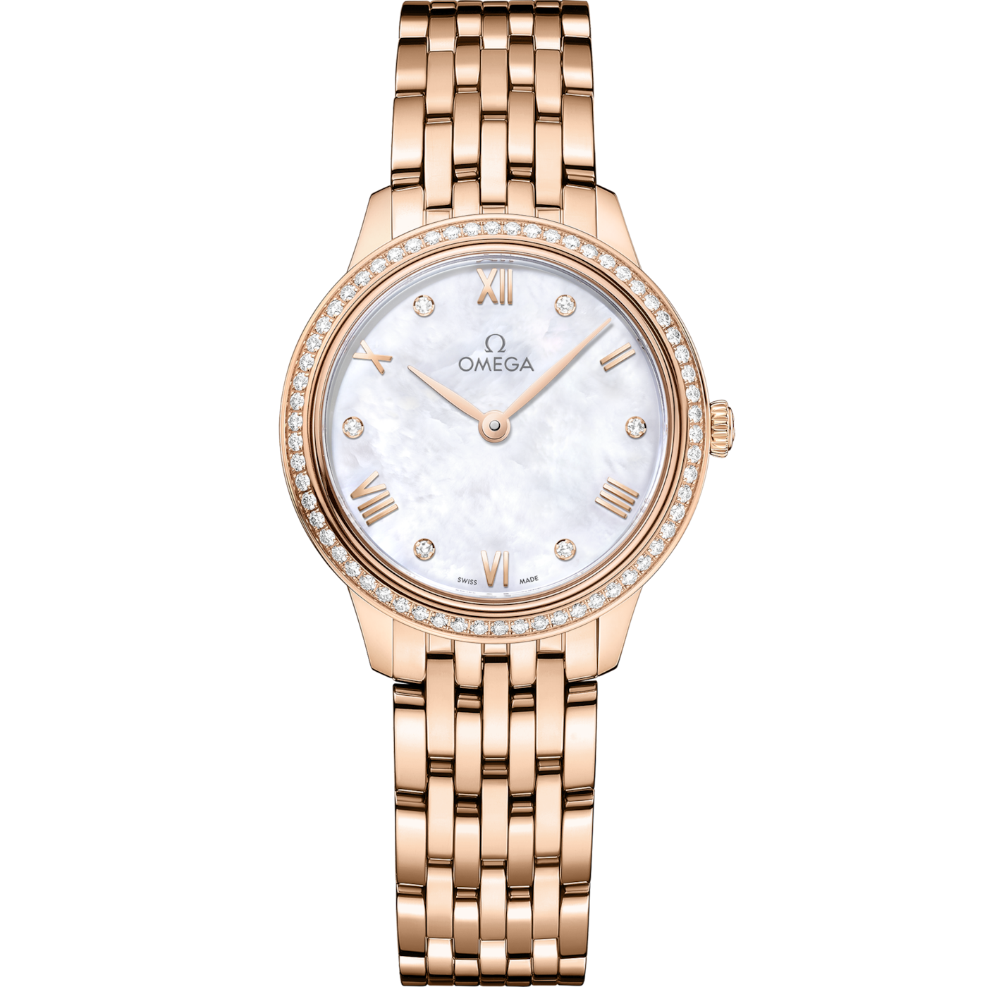 Omega De Ville Quartz 27.5 Sedna Gold - Diamond / MOP - Diamond / Bracelet — Ref. 434.55.28.60.55.001