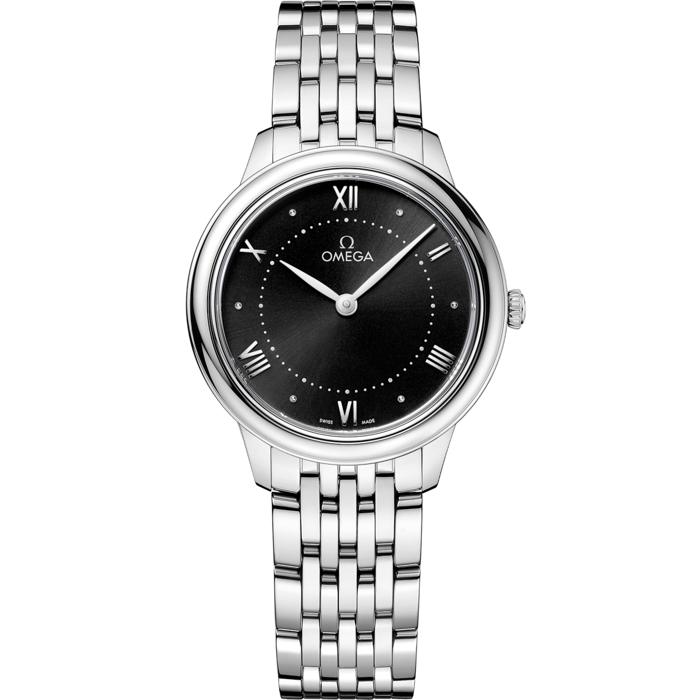 Omega De Ville Quartz 30 Stainless Steel / Black / Bracelet — Ref. 434.10.30.60.01.001