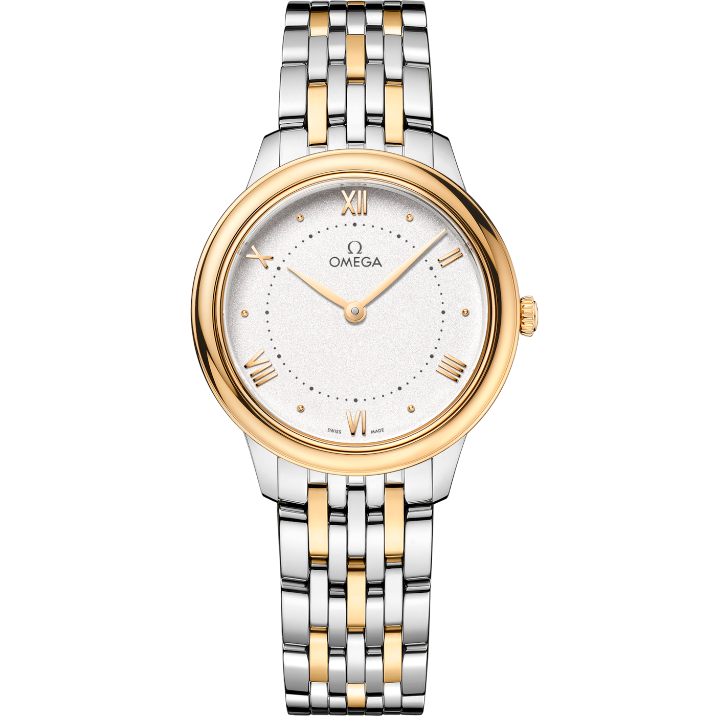 Omega De Ville Quartz 30 Stainless Steel - Yellow Gold / White / Bracelet — Ref. 434.20.30.60.02.002