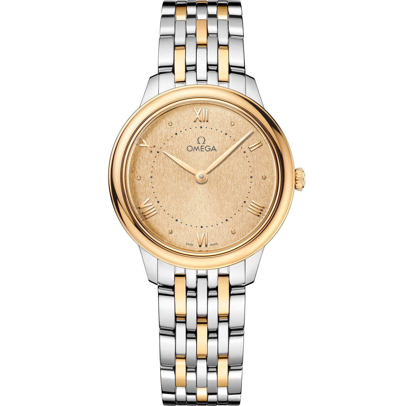 Omega De Ville Quartz 30 Stainless Steel - Yellow Gold / Champagne / Bracelet — Ref. 434.20.30.60.08.001