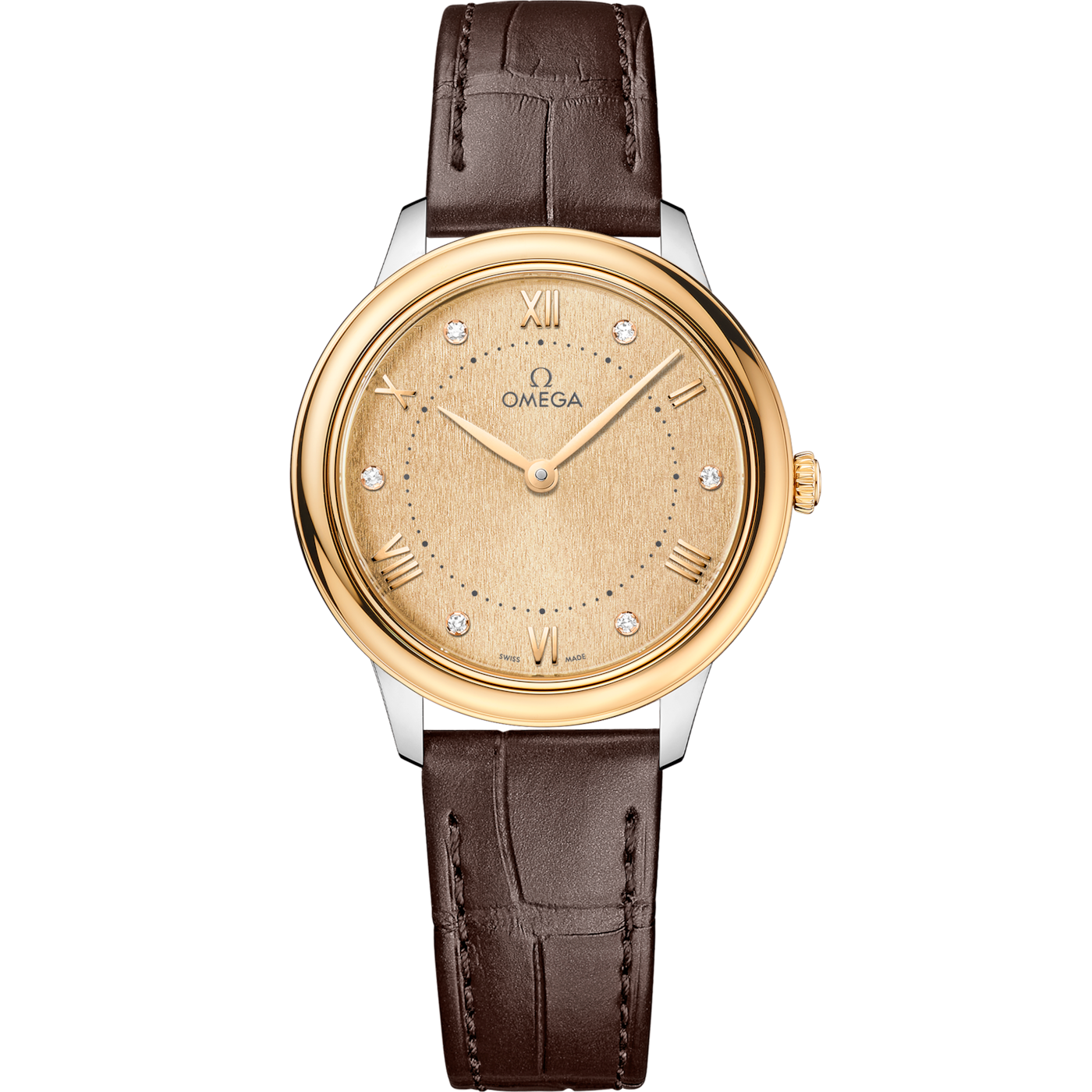 Omega De Ville Quartz 30 Stainless Steel - Yellow Gold / Champagne - Diamond — Ref. 434.23.30.60.58.001