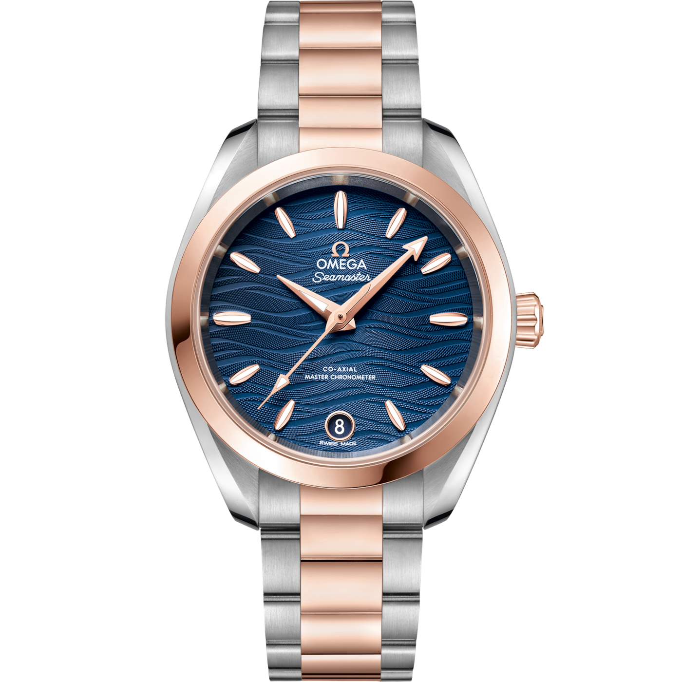 Omega Seamaster Aqua Terra 150M Master Chronometer 34 Stainless Steel / Sedna Gold / Blue-Waves / Bracelet — Ref. 220.20.34.20.03.001