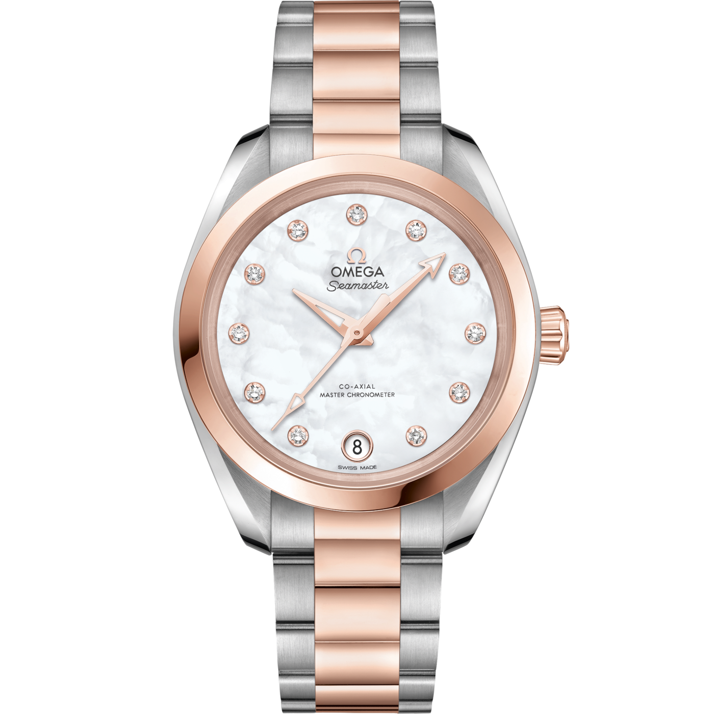 Omega Seamaster Aqua Terra 150M Master Chronometer 34 Stainless Steel / Sedna Gold / MOP / Bracelet — Ref. 220.20.34.20.55.001