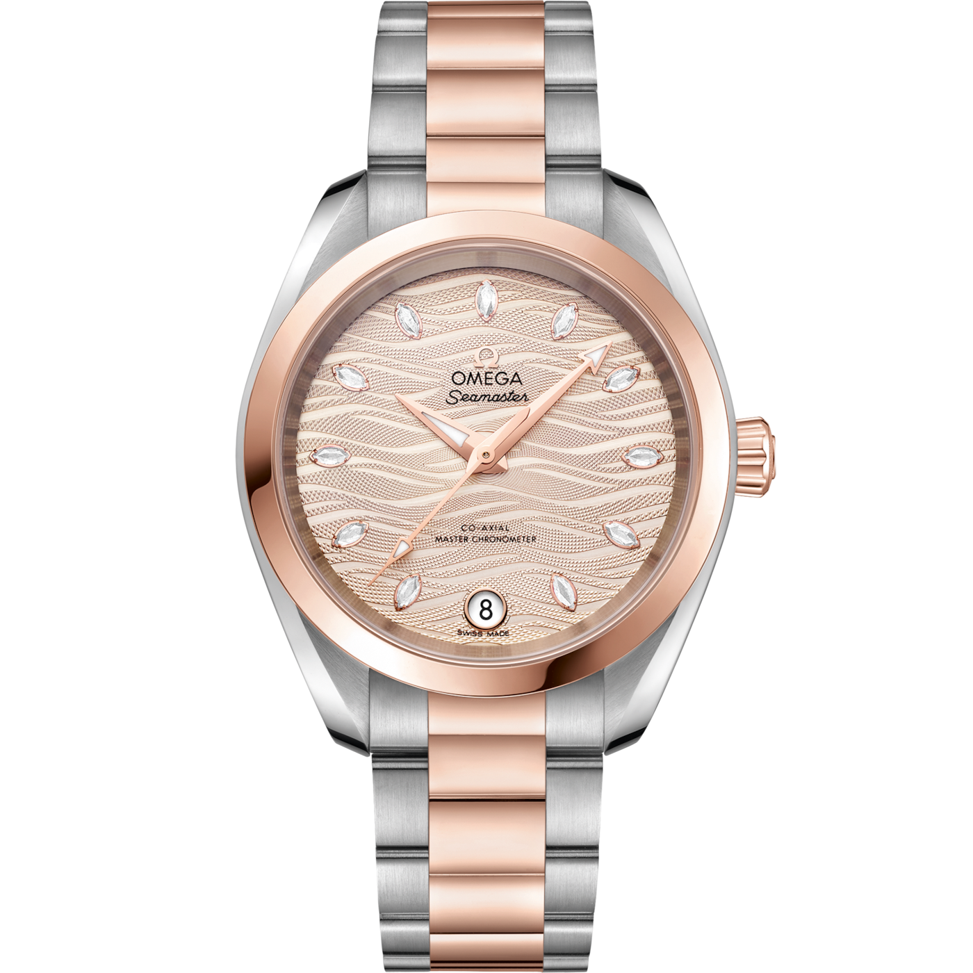 Omega Seamaster Aqua Terra 150M Master Chronometer 34 Stainless Steel / Sedna Gold / Grey - Diamond / Bracelet — Ref. 220.20.34.20.59.001