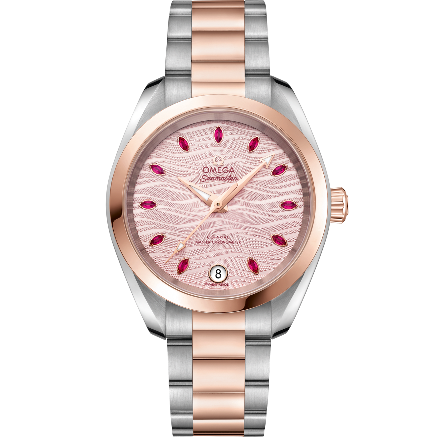 Omega Seamaster Aqua Terra 150M Master Chronometer 34 Stainless Steel / Sedna Gold / Pink - Ruby / Bracelet — Ref. 220.20.34.20.60.001