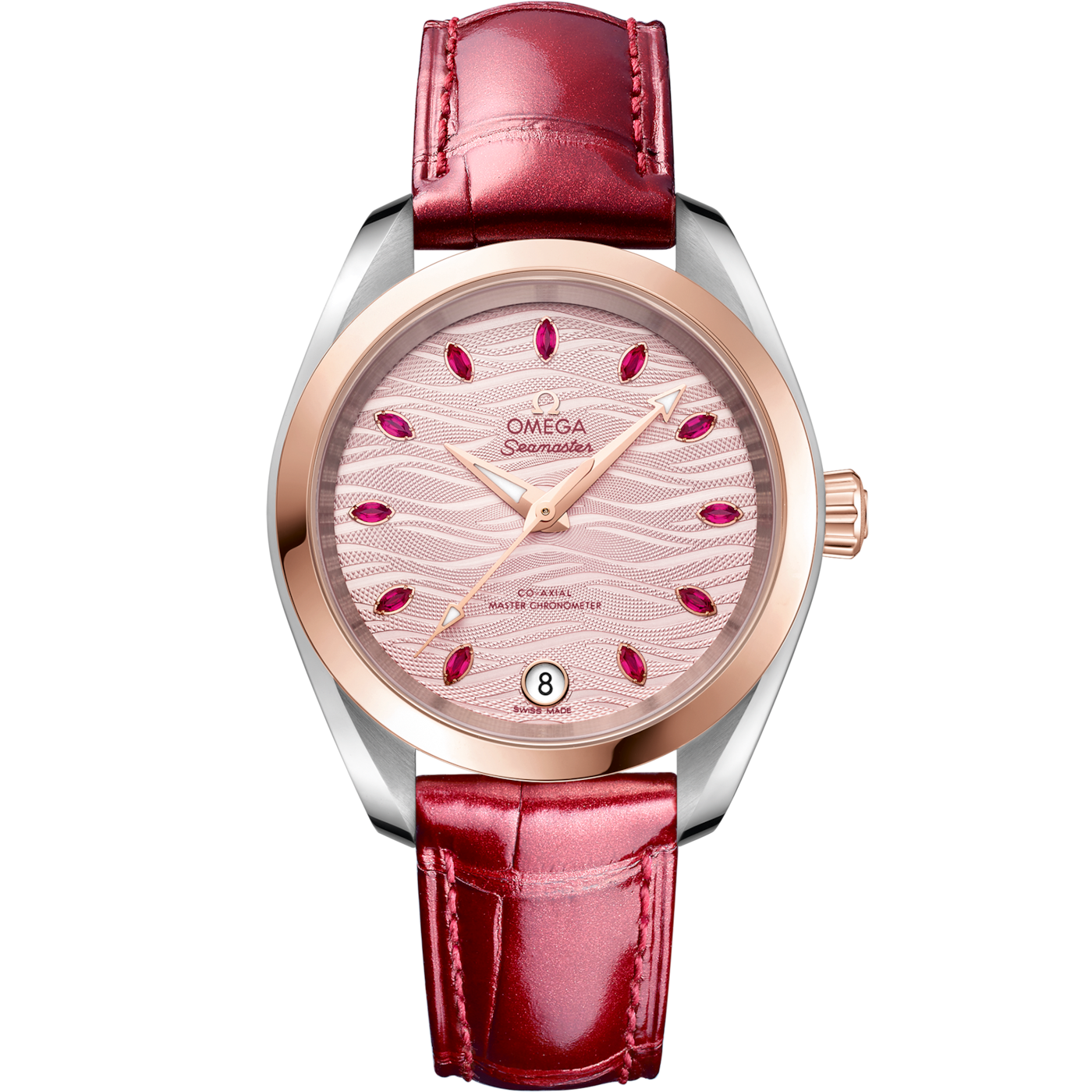Omega Seamaster Aqua Terra 150M Master Chronometer 34 Stainless Steel / Sedna Gold / Pink - Ruby / Alligator — Ref. 220.23.34.20.60.001