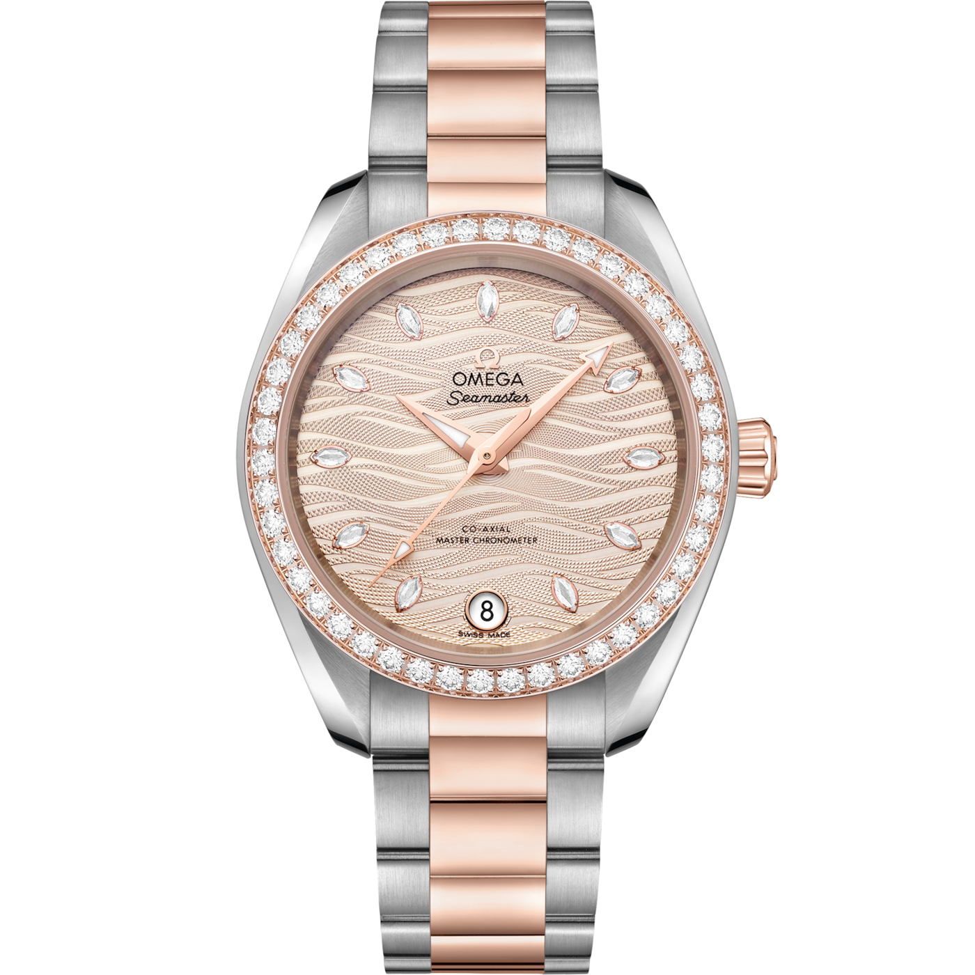 Omega Seamaster Aqua Terra 150M Master Chronometer 34 Stainless Steel / Sedna Gold / Diamond / Grey - Diamond / Bracelet — Ref. 220.25.34.20.59.001