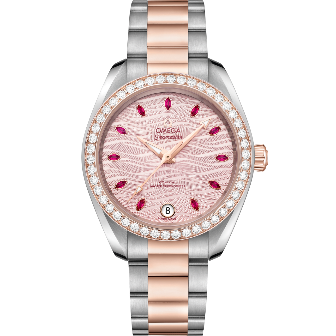 Omega Seamaster Aqua Terra 150M Master Chronometer 34 Stainless Steel / Sedna Gold / Diamond / Pink - Ruby / Bracelet — Ref. 220.25.34.20.60.001