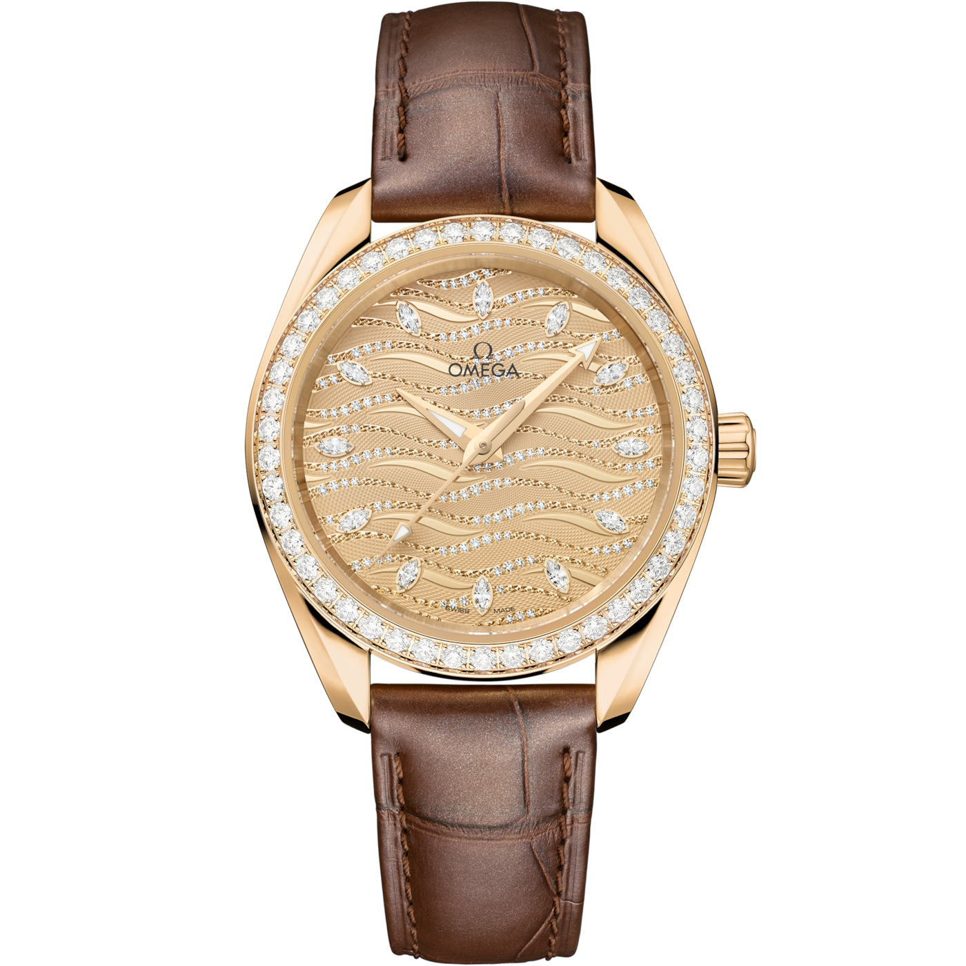 Omega Seamaster Aqua Terra 150M Master Chronometer 34 Moonshine Gold - Diamond / Champagne — Ref. 220.58.34.20.99.008