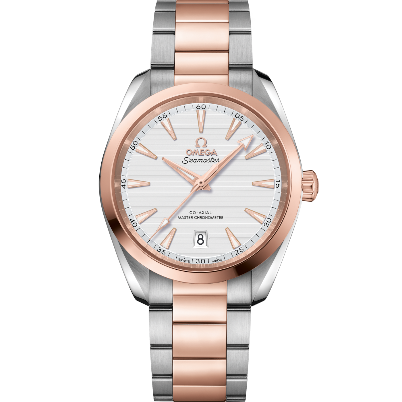 Omega Seamaster Aqua Terra 150M Master Chronometer 38 Stainless Steel / Sedna Gold / Silver / Bracelet — Ref. 220.20.38.20.02.001