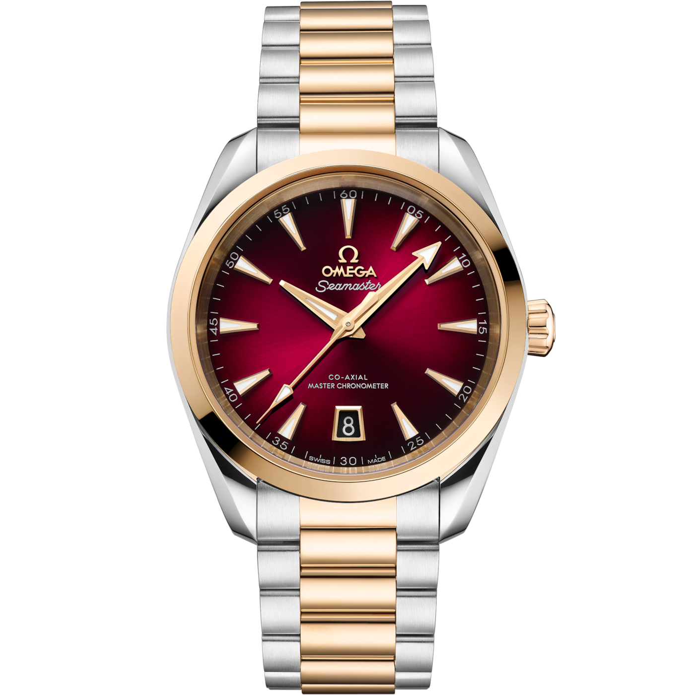 Omega Seamaster Aqua Terra 150M Shades Master Chronometer 38 Stainless Steel - Moonshine Gold / Red / Bracelet — Ref. 220.20.38.20.10.002
