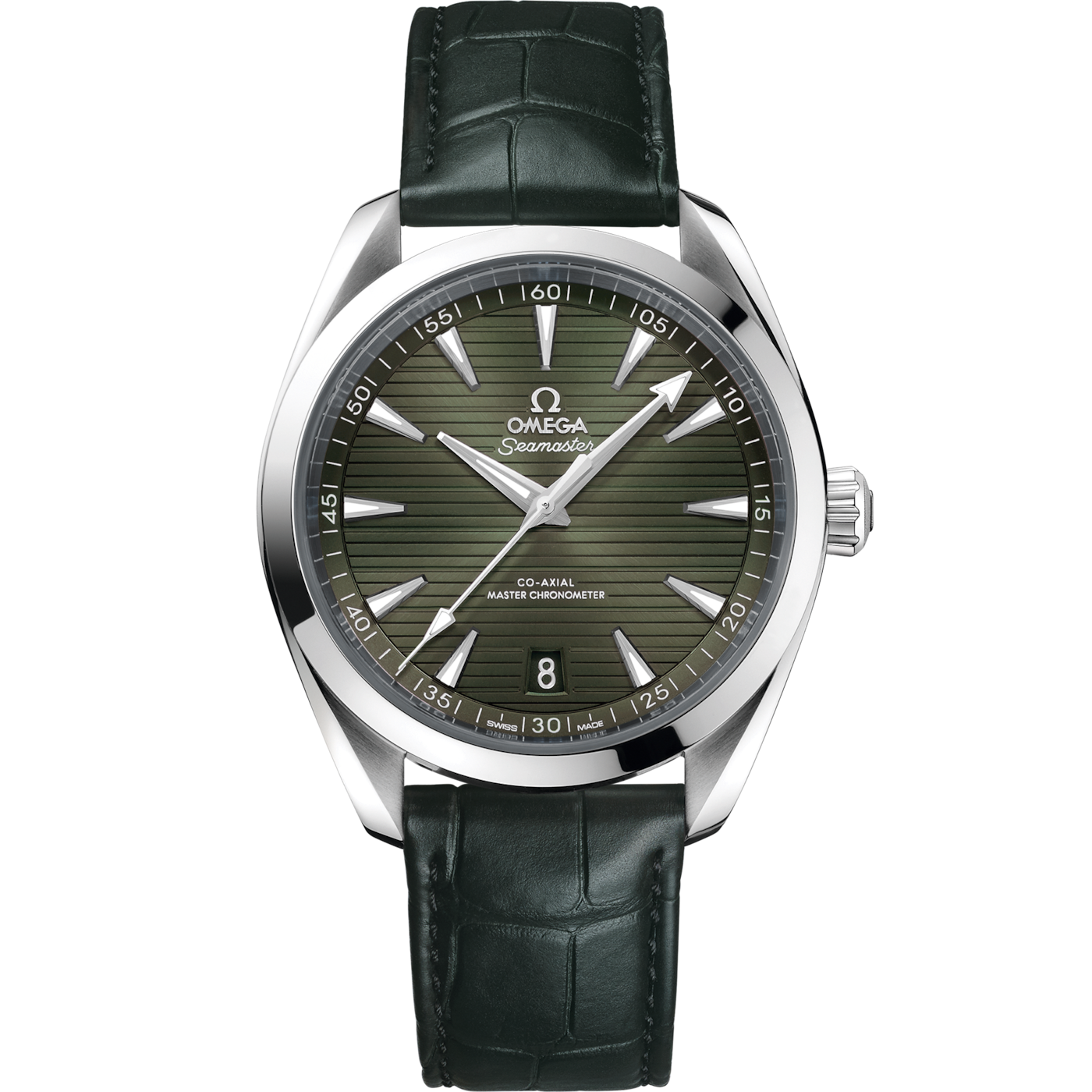 Omega Seamaster Aqua Terra 150M Master Chronometer 41 Stainless Steel / Green / Alligator — Ref. 220.13.41.21.10.001