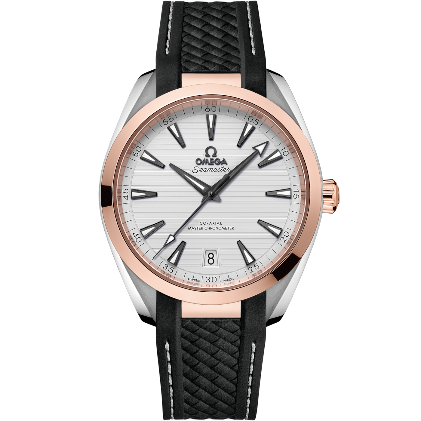 Omega Seamaster Aqua Terra 150M Master Chronometer 41 Stainless Steel / Sedna Gold / Silver / Rubber — Ref. 220.22.41.21.02.001