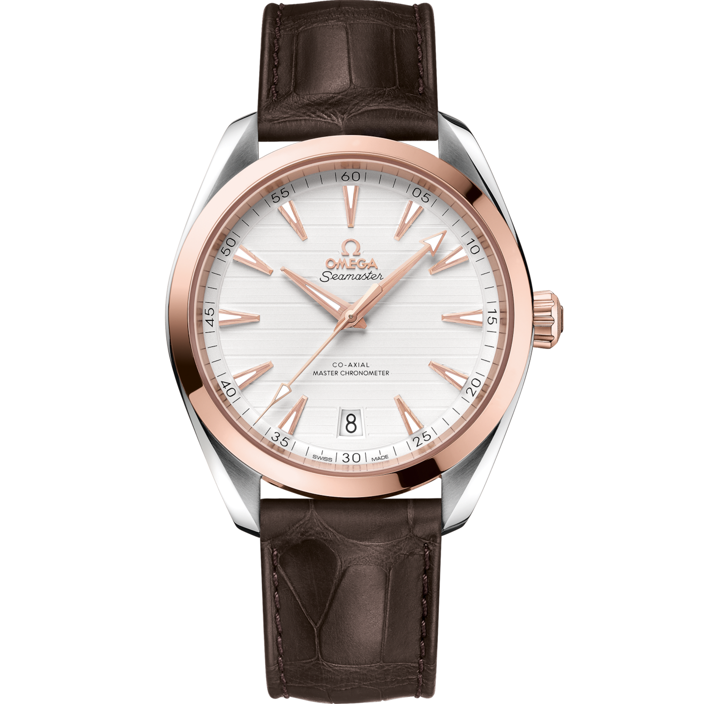 Omega Seamaster Aqua Terra 150M Master Chronometer 41 Stainless Steel / Sedna Gold / Silver / Alligator — Ref. 220.23.41.21.02.001
