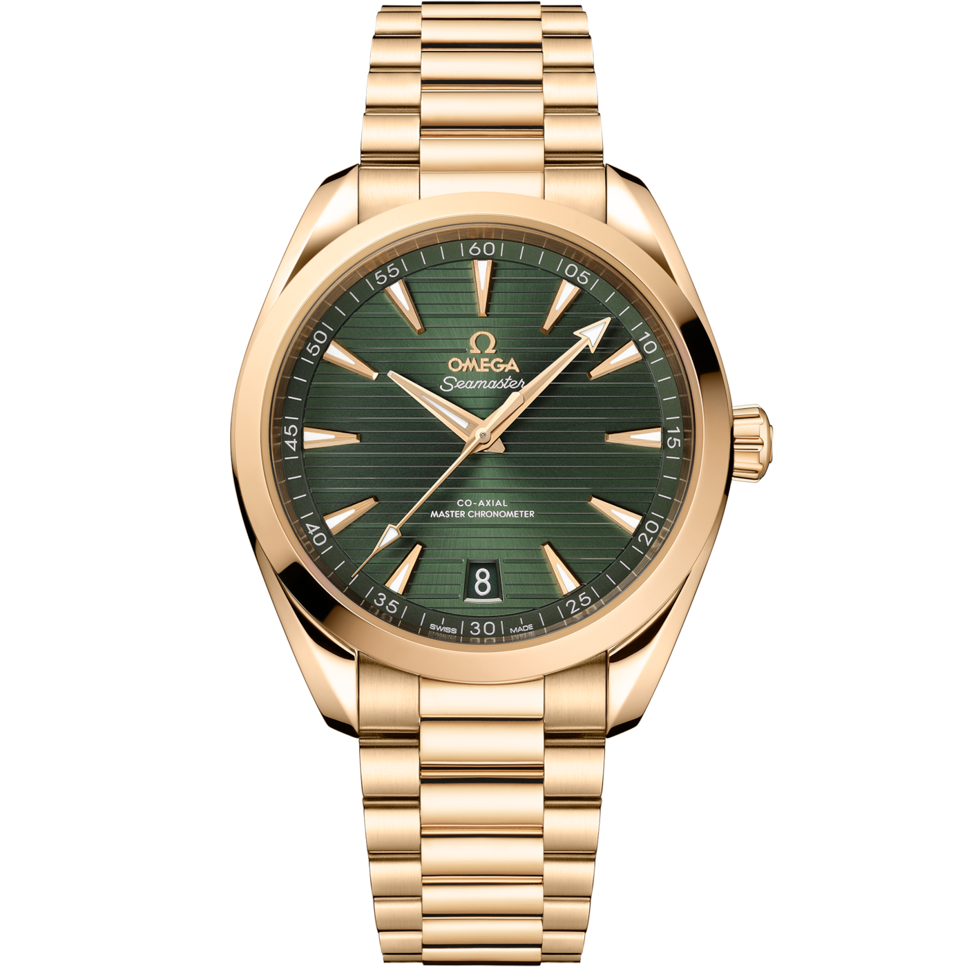 Omega Seamaster Aqua Terra 150M Master Chronometer 41 Moonshine Gold / Green / Bracelet — Ref. 220.50.41.21.10.001